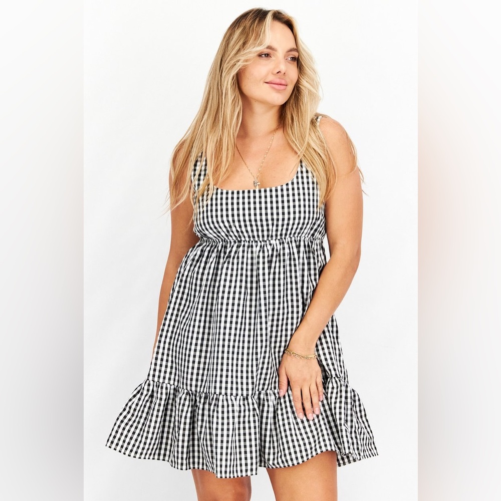 $128 Ava + Esme Women Allover Mini Casual Dress, Black/White Size 8